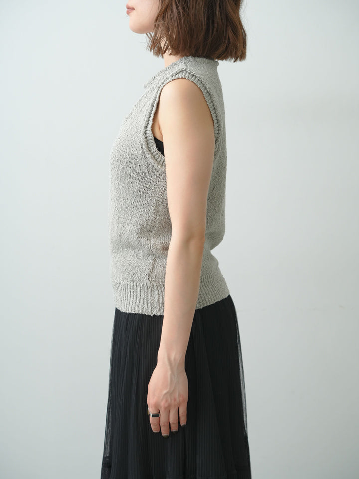 [予約]アウトリンキングノースリニットトップス/gray