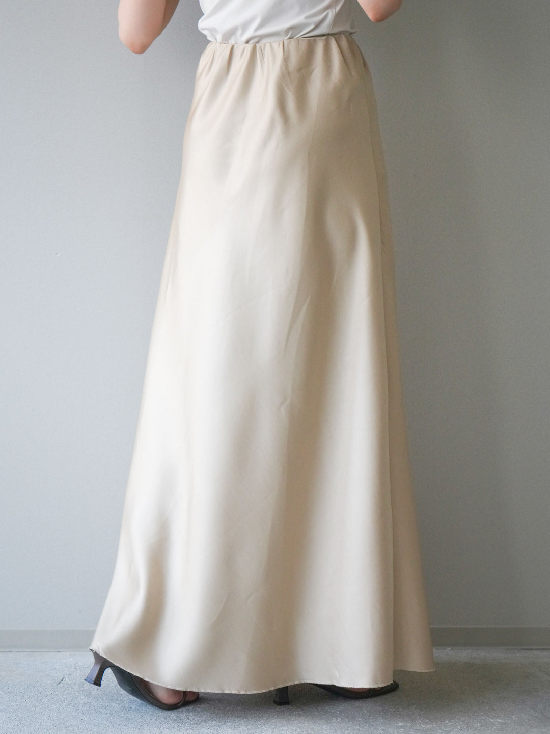 [予約]ドレープサテンスカート /yellow