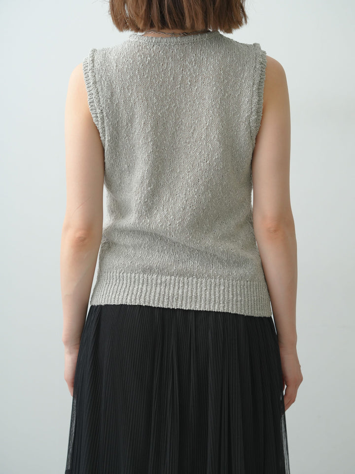 [予約]アウトリンキングノースリニットトップス/gray