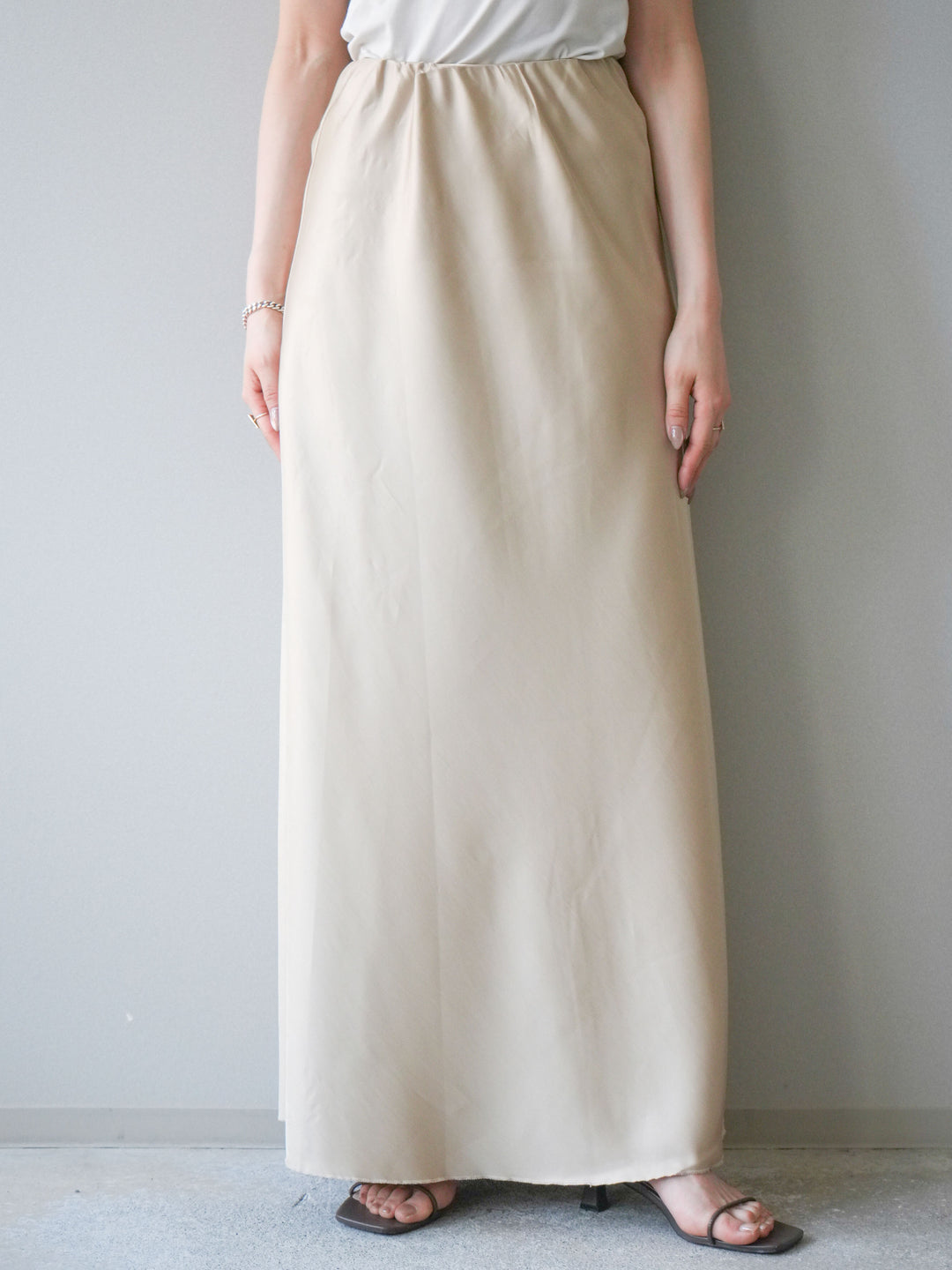 [予約]ドレープサテンスカート /yellow