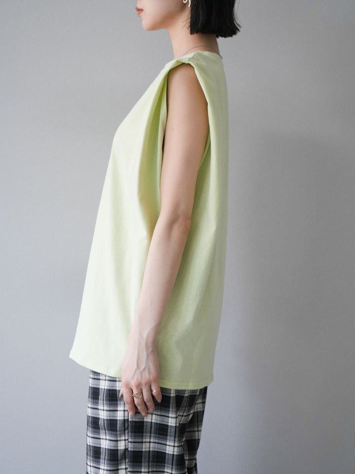 【預購】肩部褶皺法式袖套頭衫/綠色