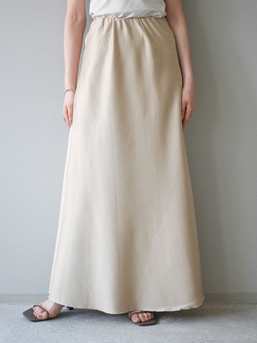 [予約]ドレープサテンスカート /yellow