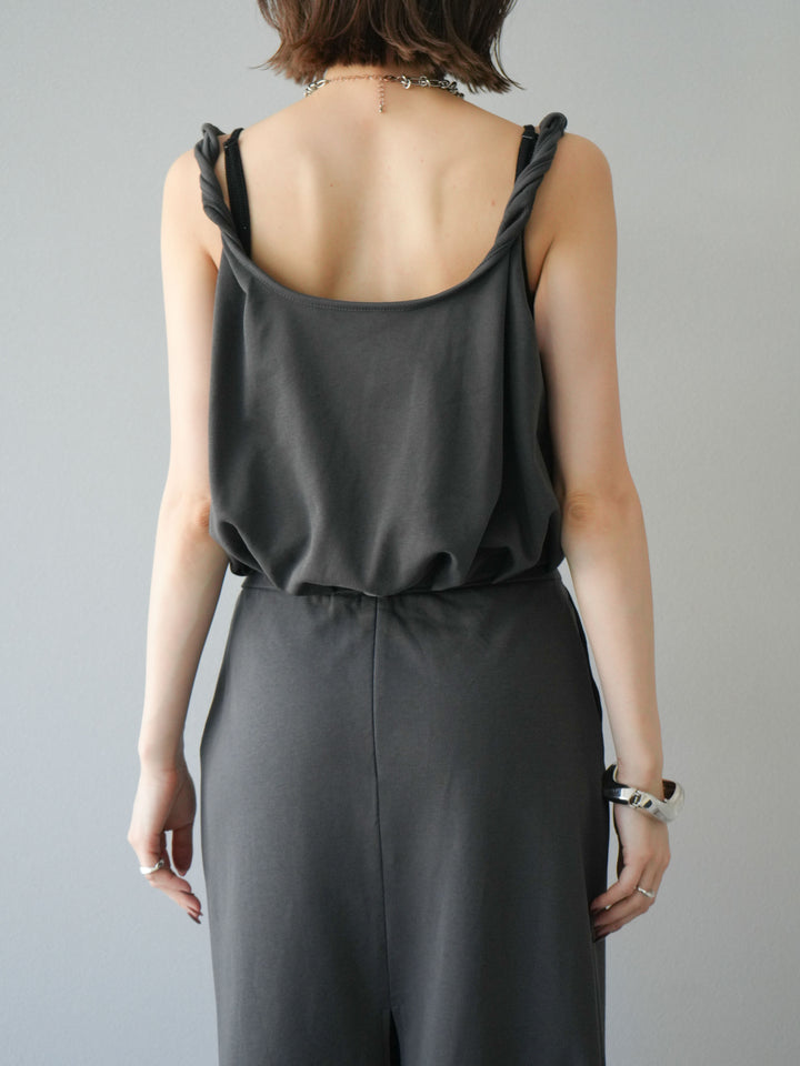 [SET]ミニ裏毛ツイストキャミバルーントップス＆Iラインスカート(2set)