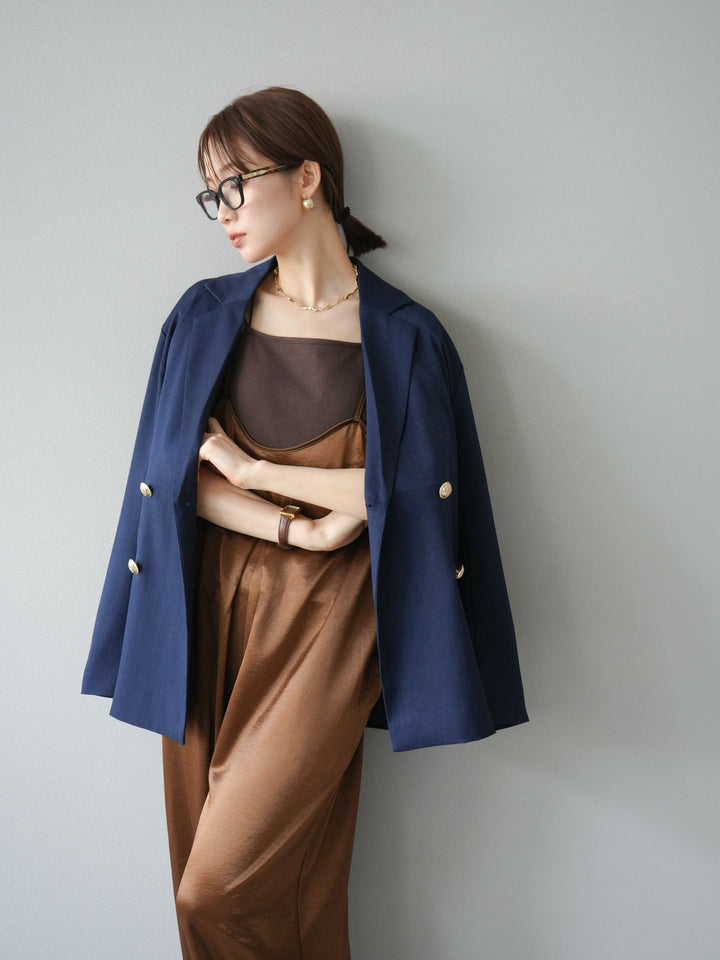 [套裝] 金色扣環斜紋雙排扣西裝外套 + 配件套裝（2 套）