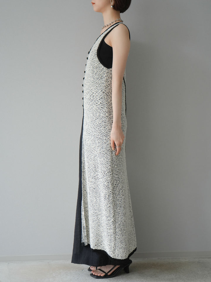 【預購】混紗前開衩洋裝/黑色