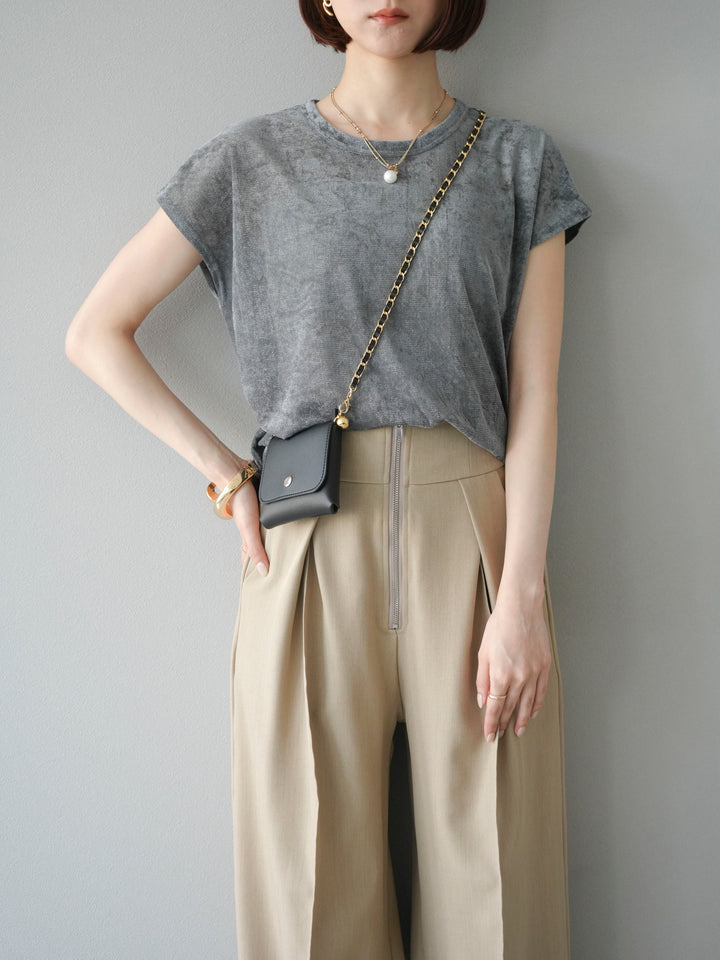 [予約]シアーベロアプルオーバー/チャコール