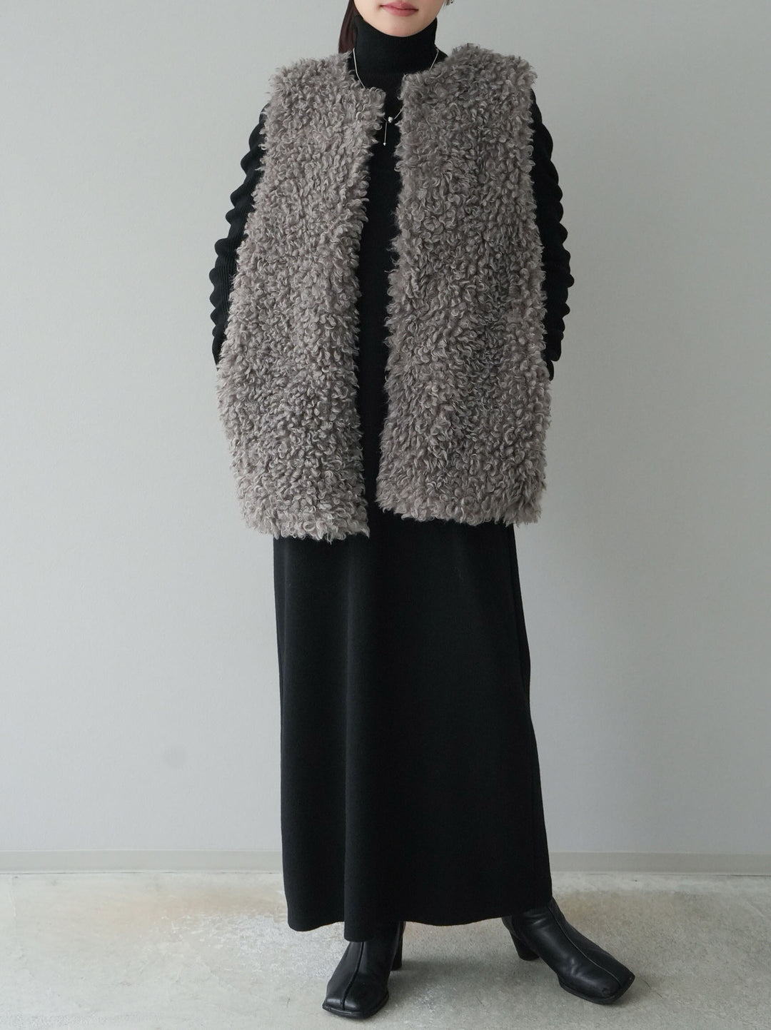 [SET] 設計袖高領針織＆無袖套裝 + 設計袖高領針織＆無袖套裝 (2set)