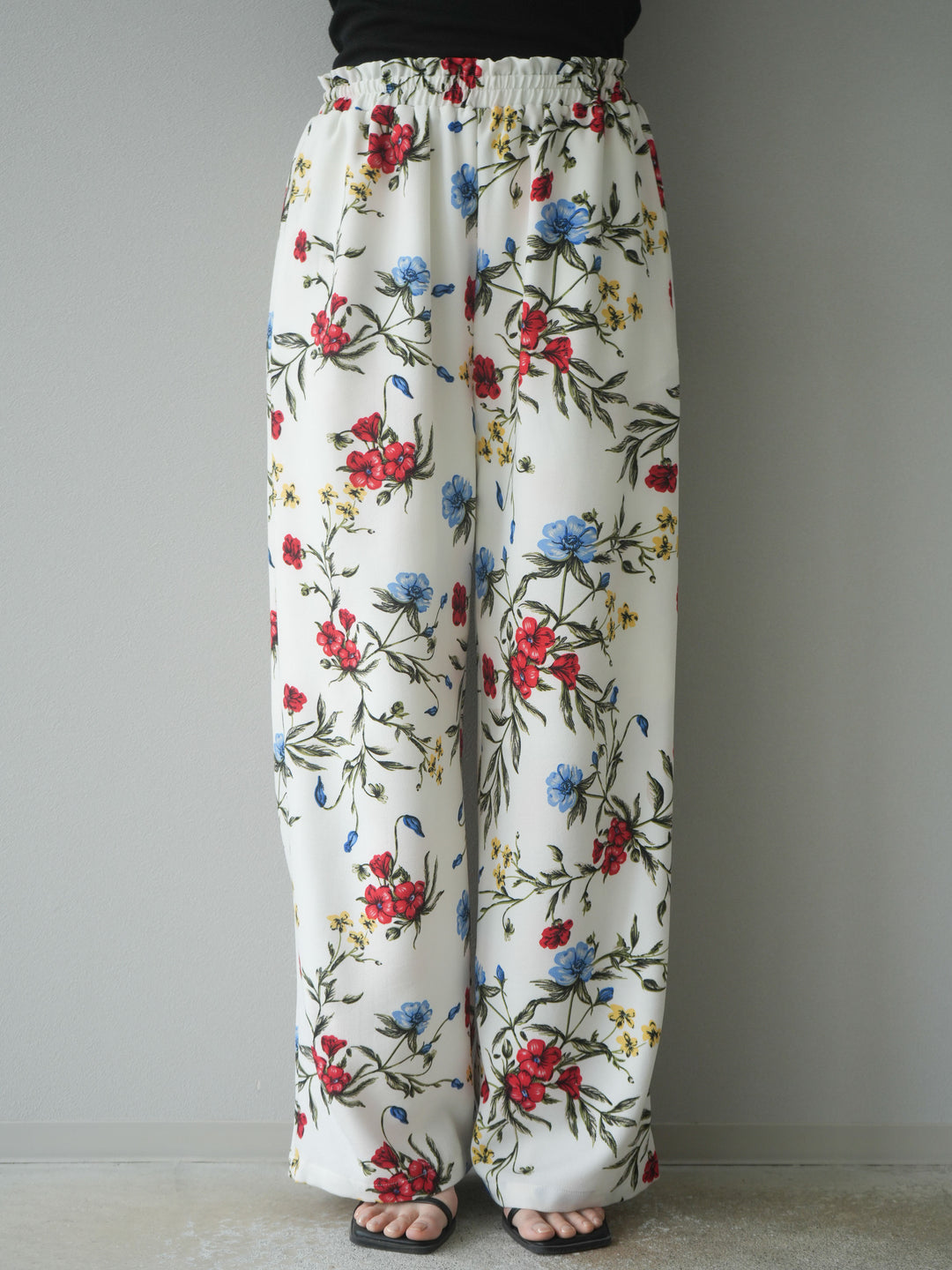 【預購】植物圖案休閒褲/米白色