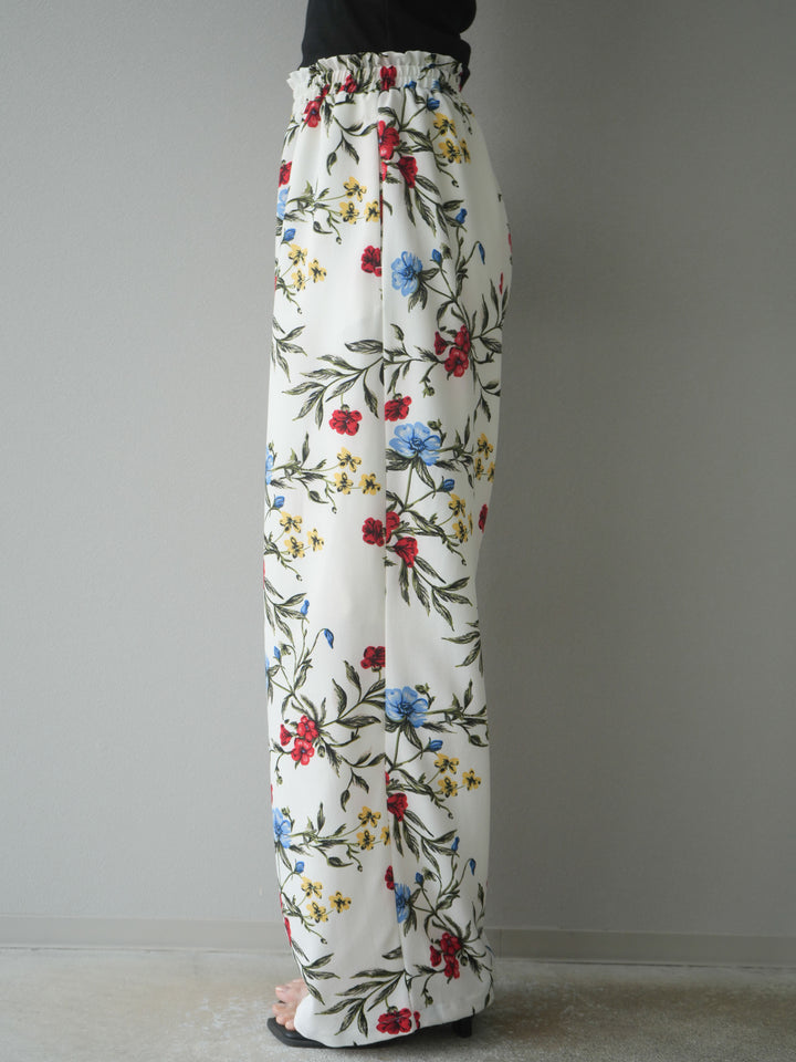 【預購】植物圖案休閒褲/米白色