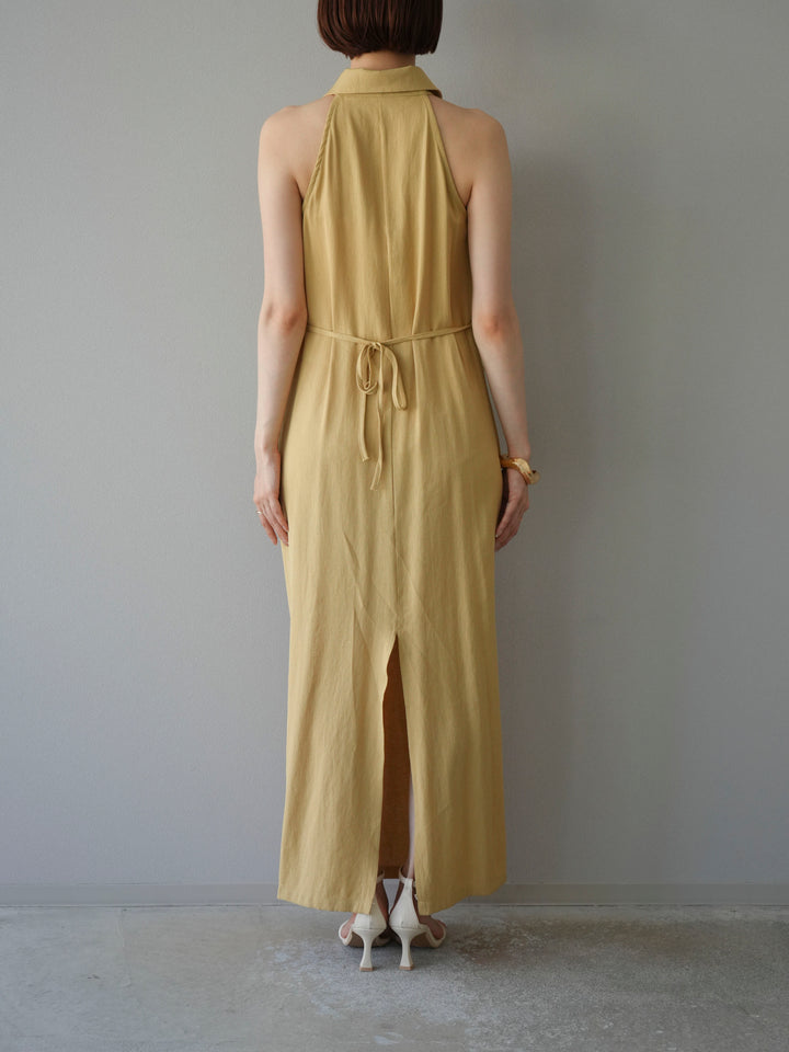 [予約]ツイストリネンタッチワンピース/イエロー