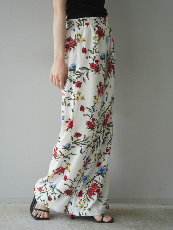 【預購】植物圖案休閒褲/米白色