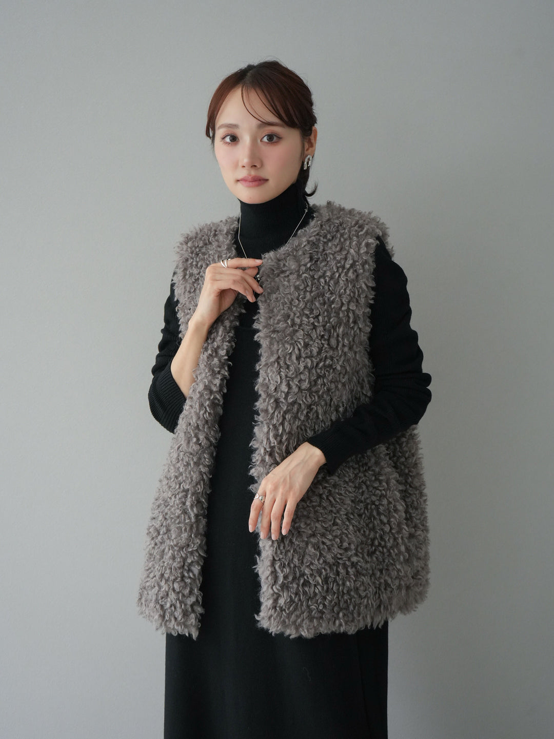 [SET] 設計袖高領針織＆無袖套裝 + 設計袖高領針織＆無袖套裝 (2set)