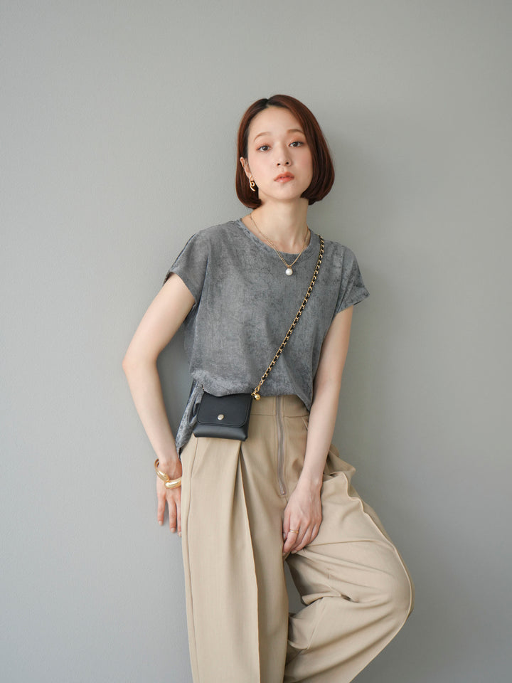 [予約]シアーベロアプルオーバー/チャコール