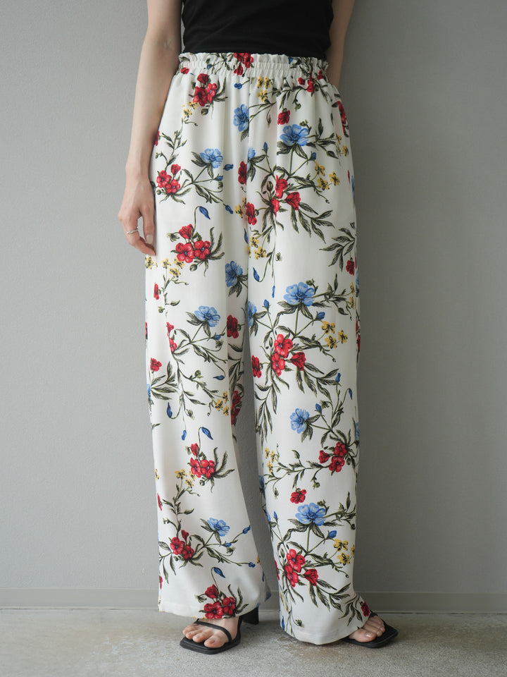 【預購】植物圖案休閒褲/米白色