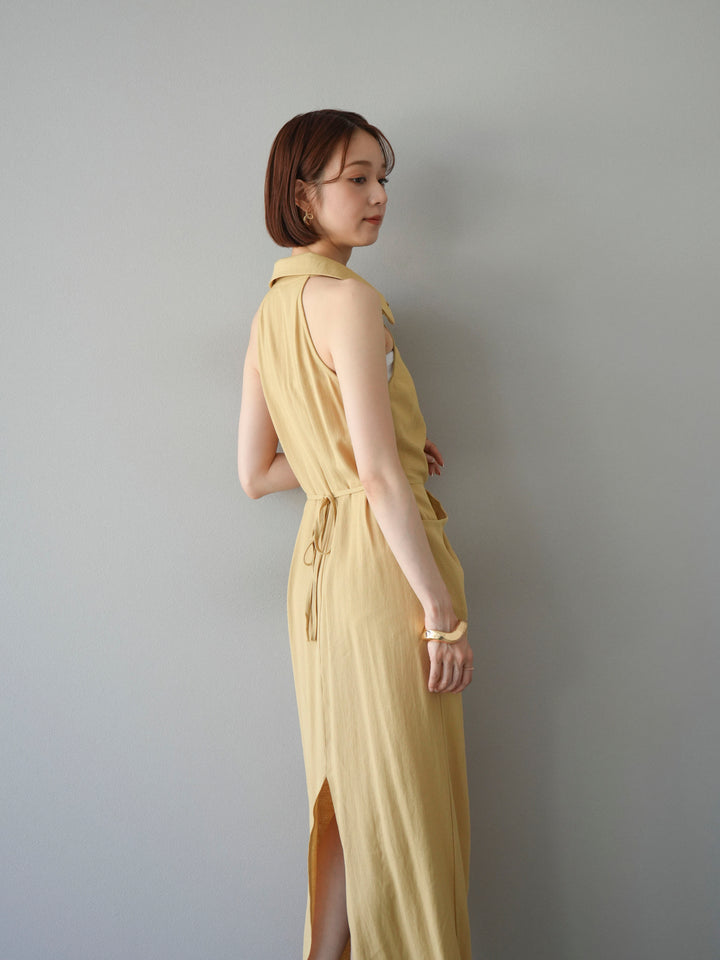 [予約]ツイストリネンタッチワンピース/イエロー