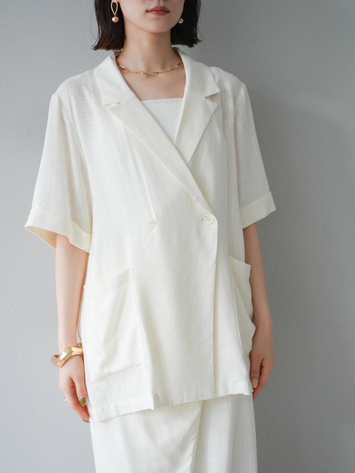 [予約]ライトリネンハーフスリーブジャケット/オフ