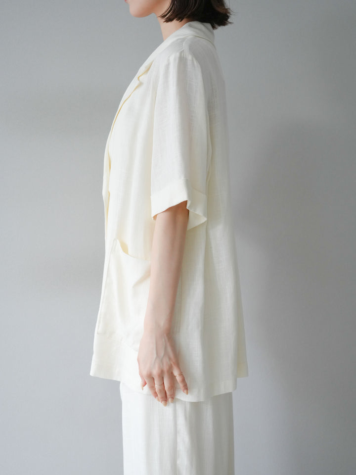 [予約]ライトリネンハーフスリーブジャケット/オフ