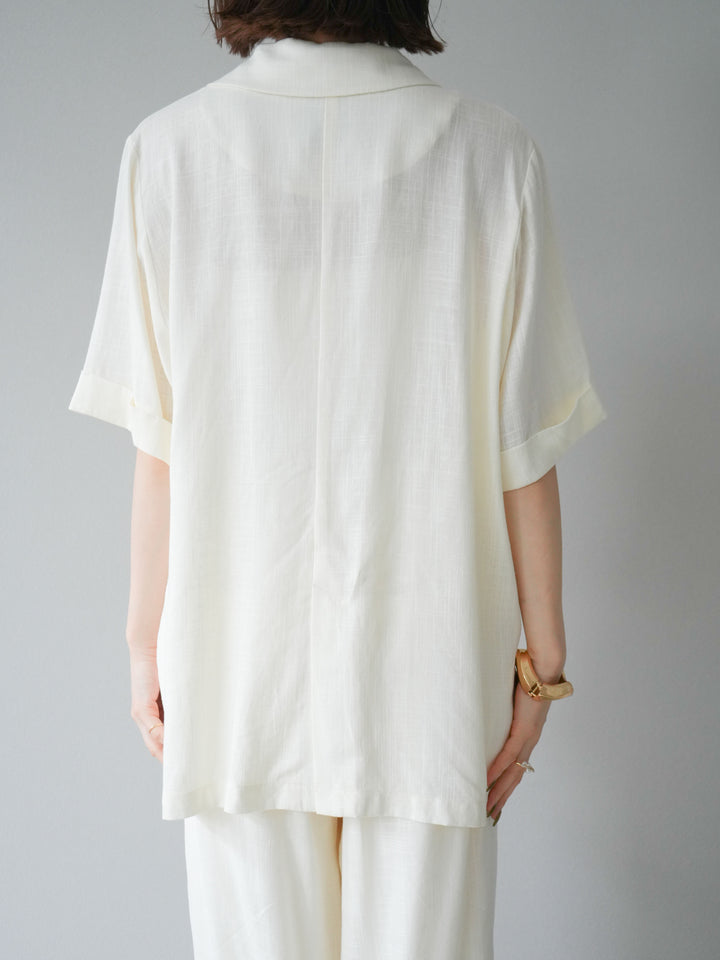 [予約]ライトリネンハーフスリーブジャケット/オフ