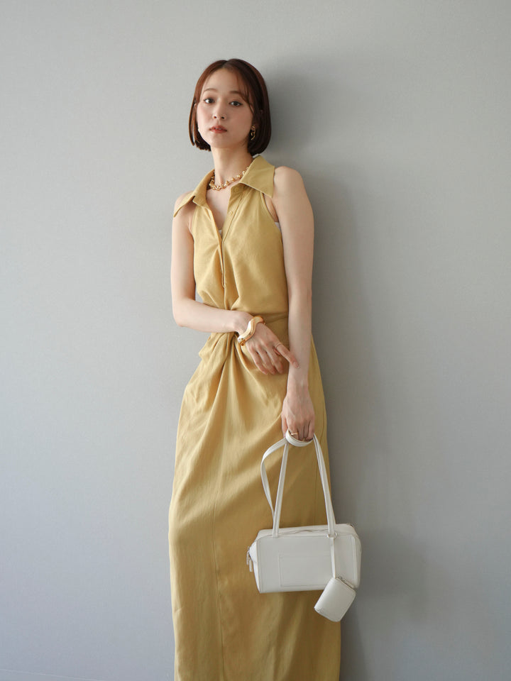 [予約]ツイストリネンタッチワンピース/イエロー