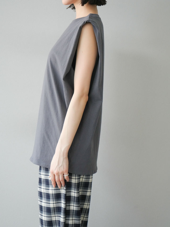 【預購】肩部褶皺法式袖套頭衫/黑色