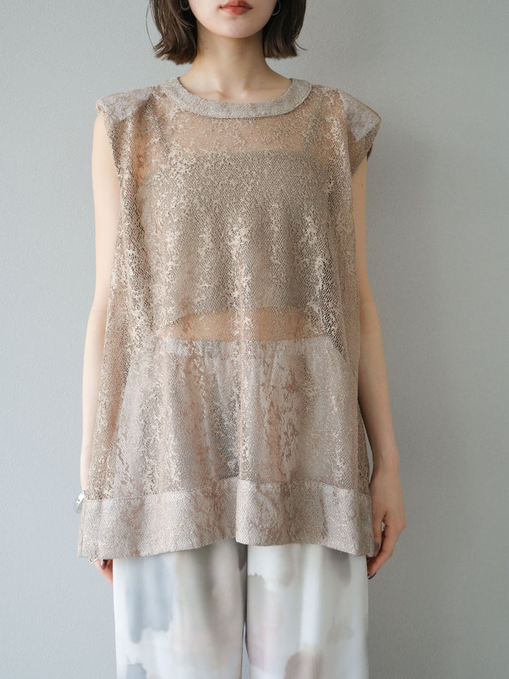 [予約]シャイニーレースプルオーバー/ブラウン