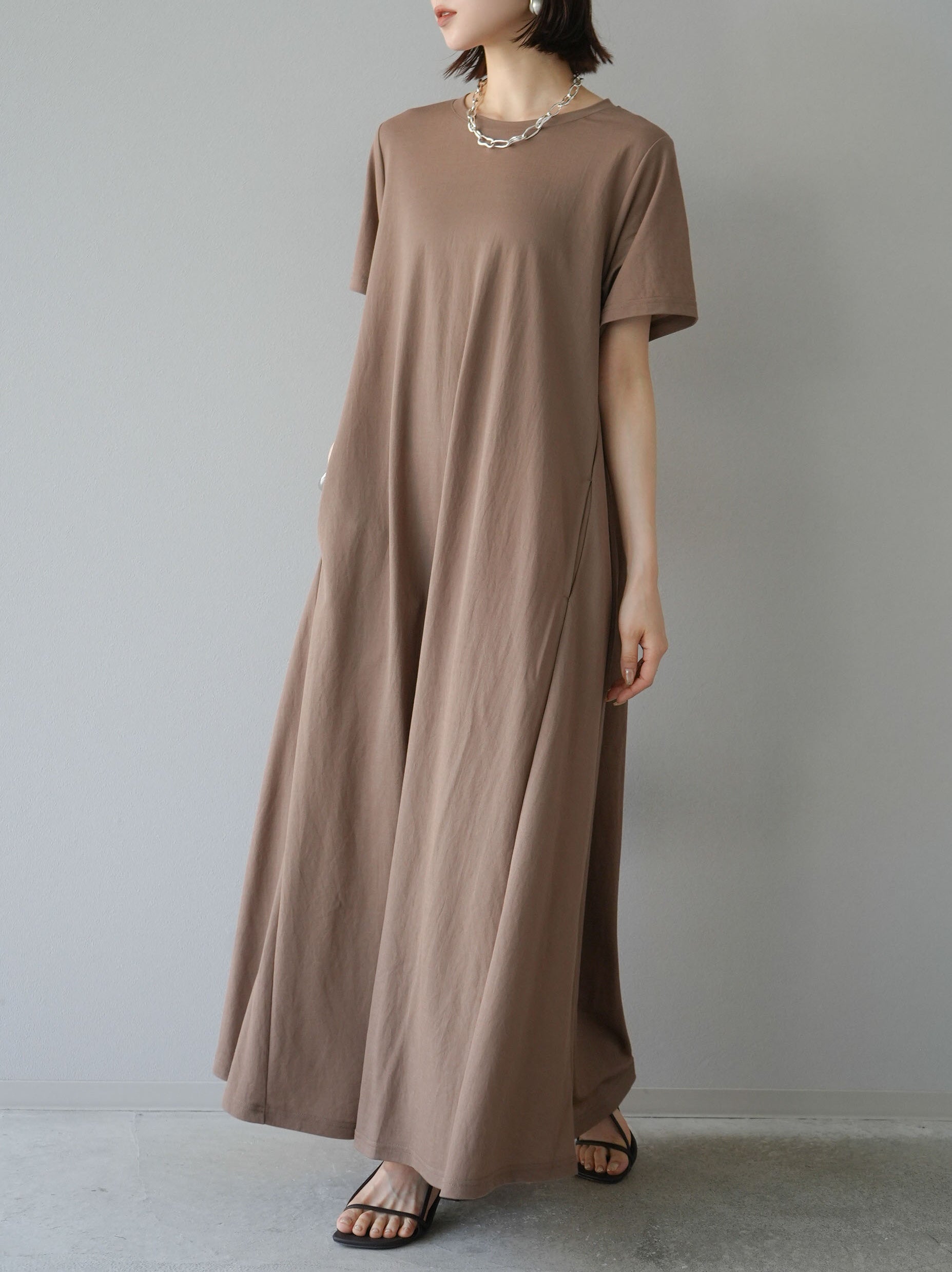 予約]接触冷感フレアカットワンピース/キャメル – Lumier