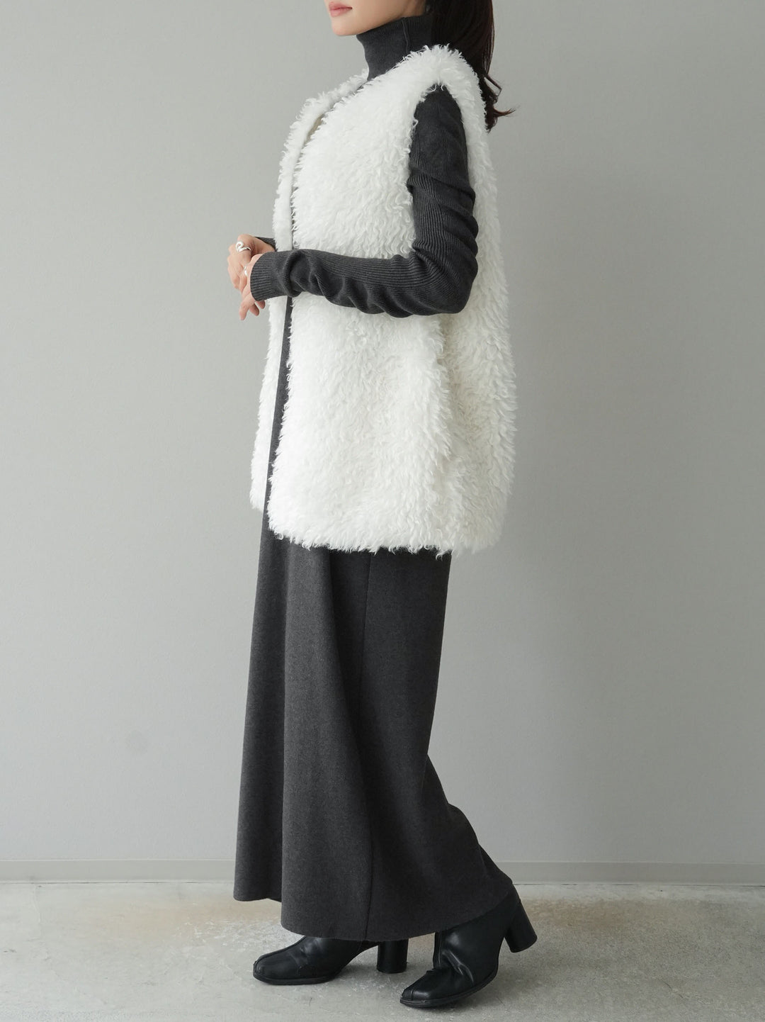 [SET] 設計袖高領針織＆無袖套裝 + 設計袖高領針織＆無袖套裝 (2set)