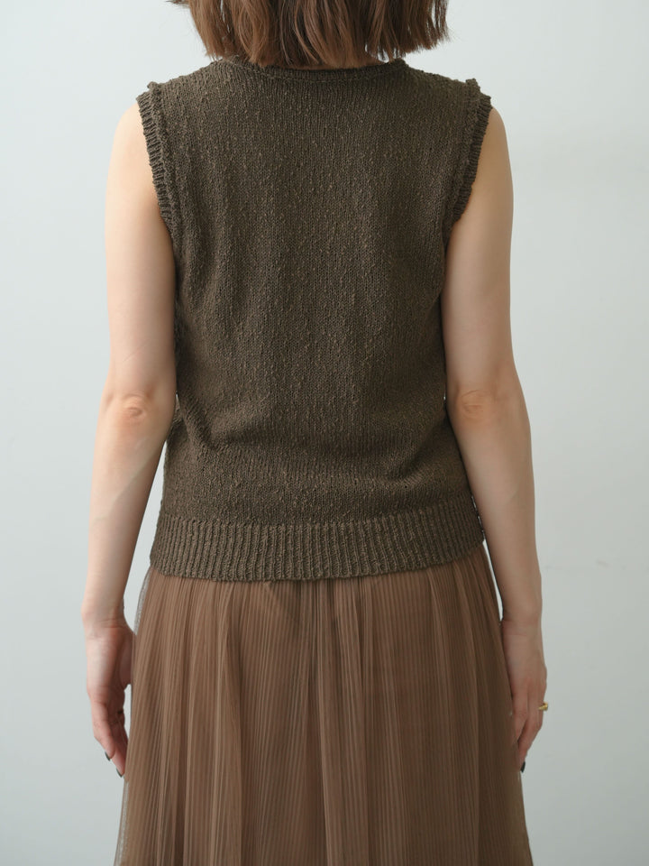 [予約]アウトリンキングノースリニットトップス/brown