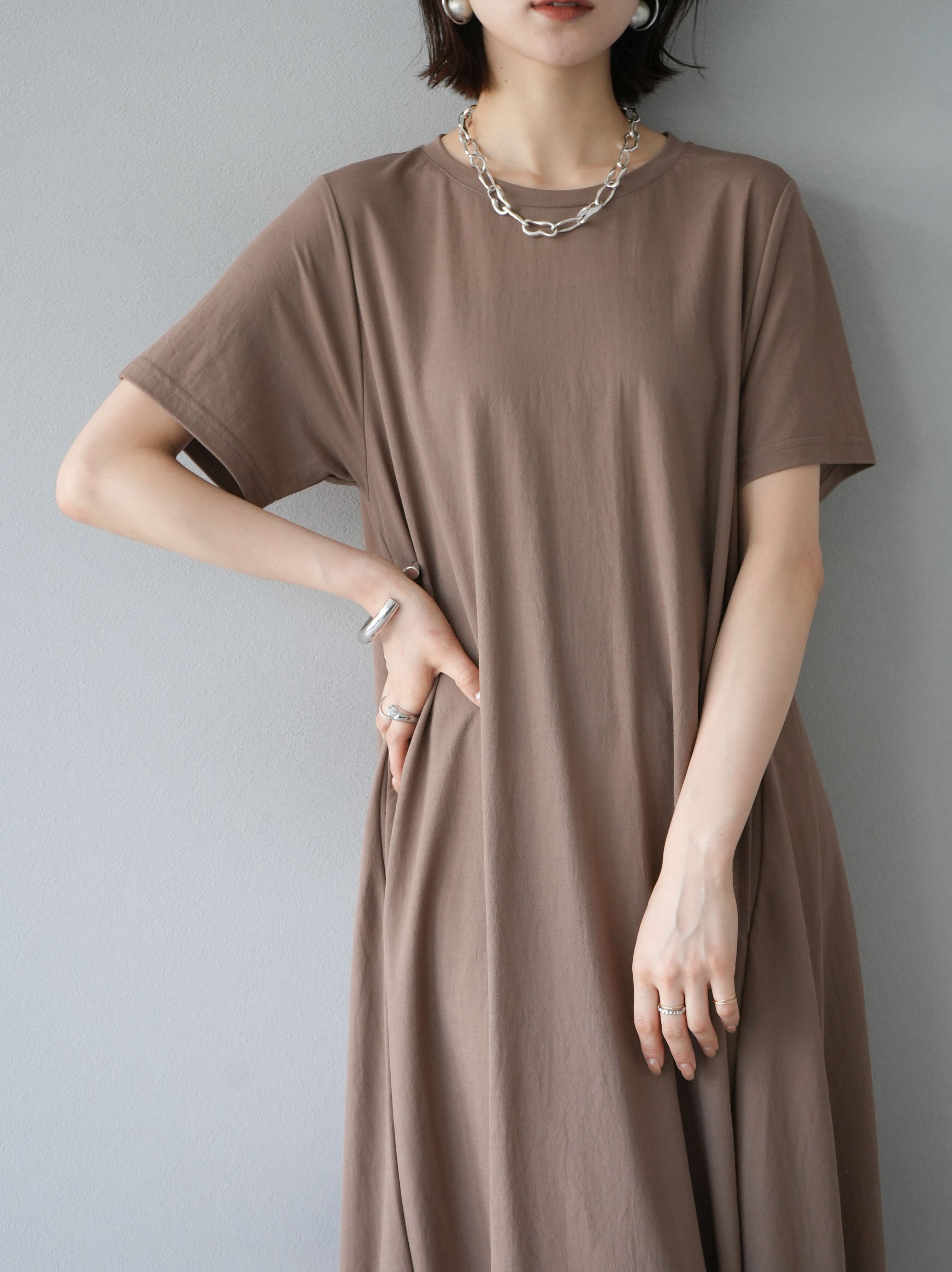 予約]接触冷感フレアカットワンピース/キャメル – Lumier