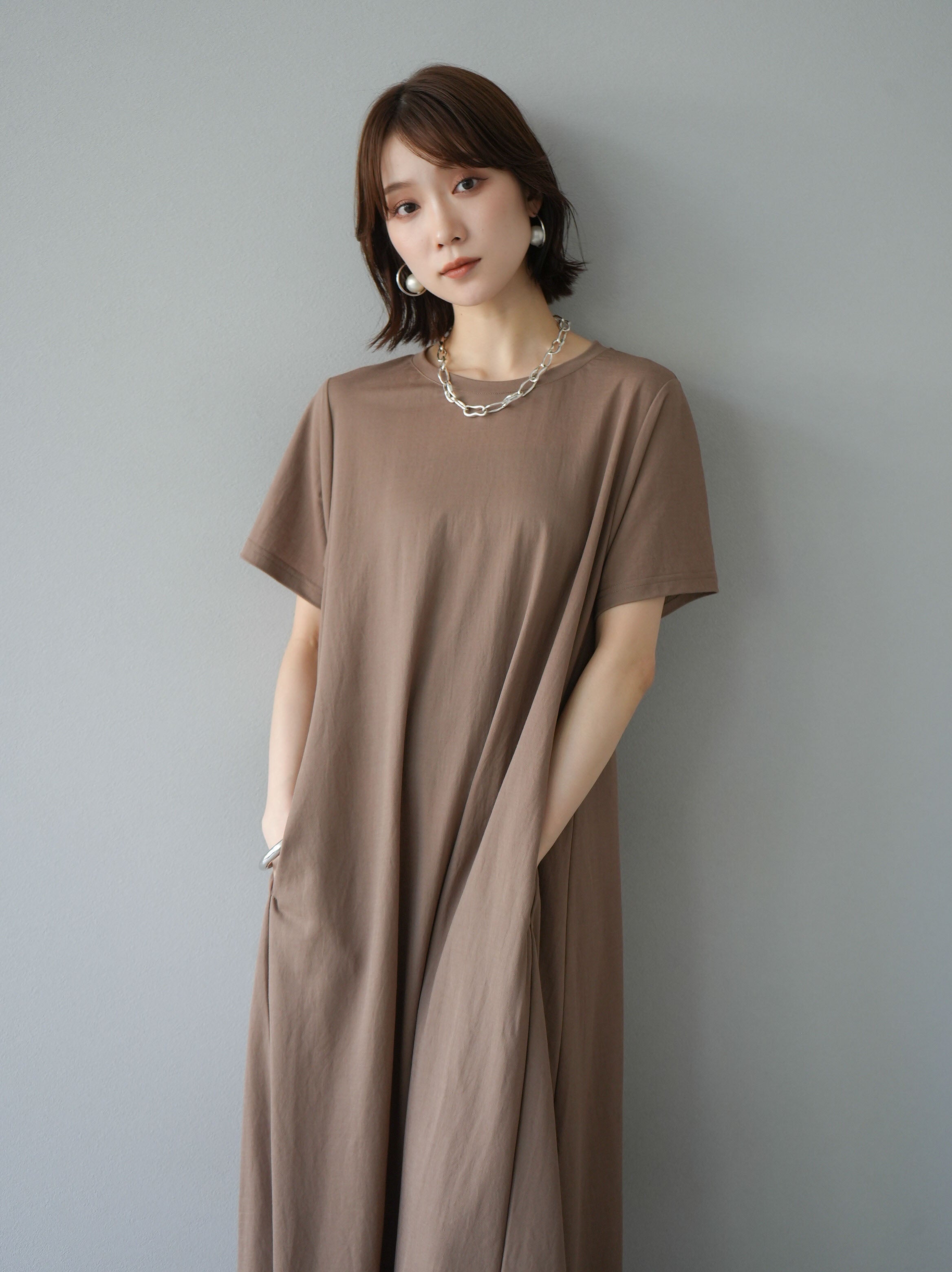 予約]接触冷感フレアカットワンピース/キャメル – Lumier
