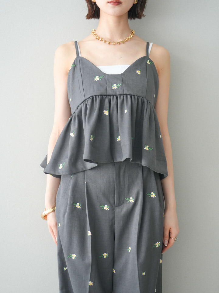 [予約]フラワー刺繍ビスチェ/gray