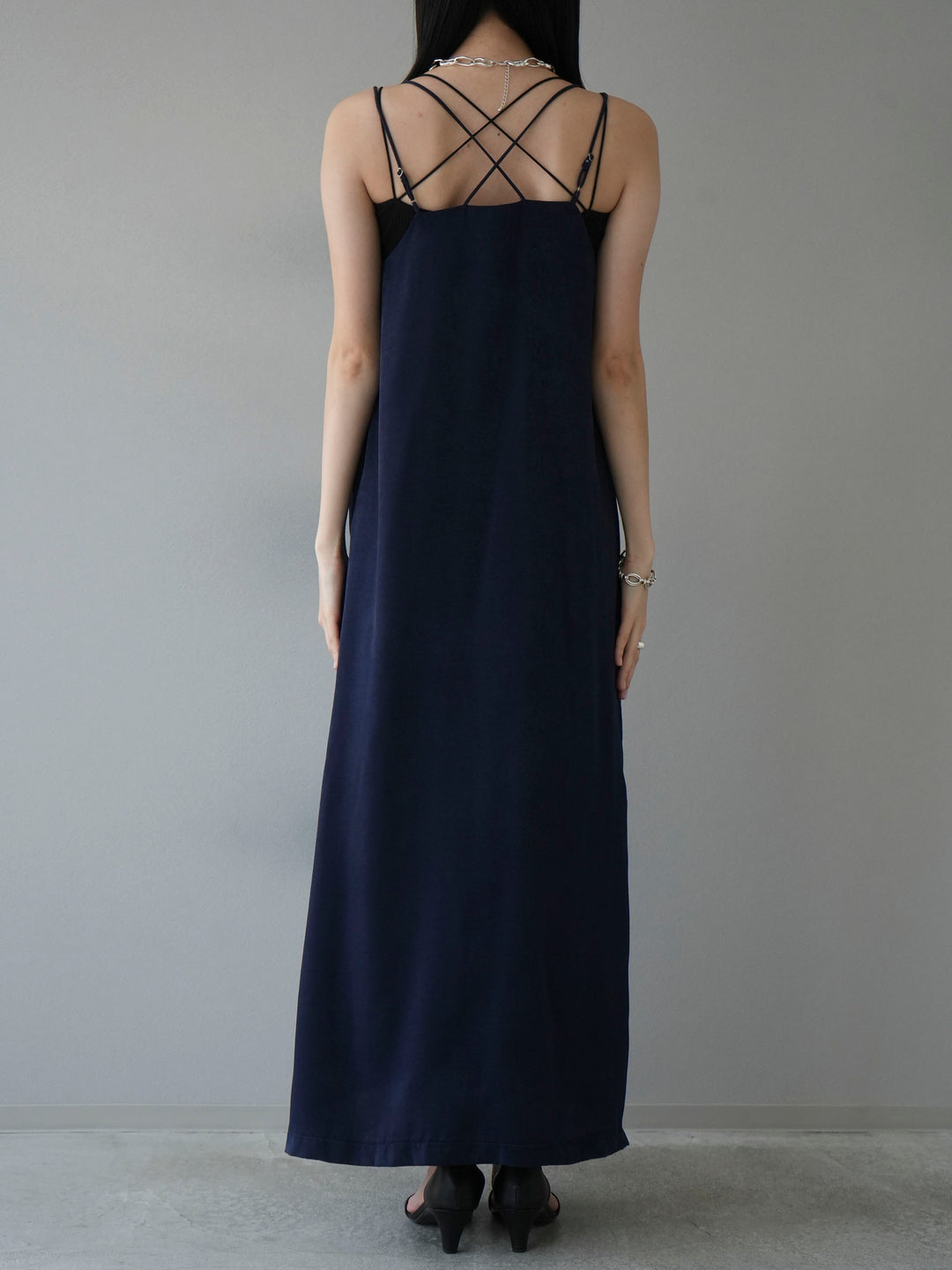 [Pre-order] Vintage Satin Camisole Dress/Navy