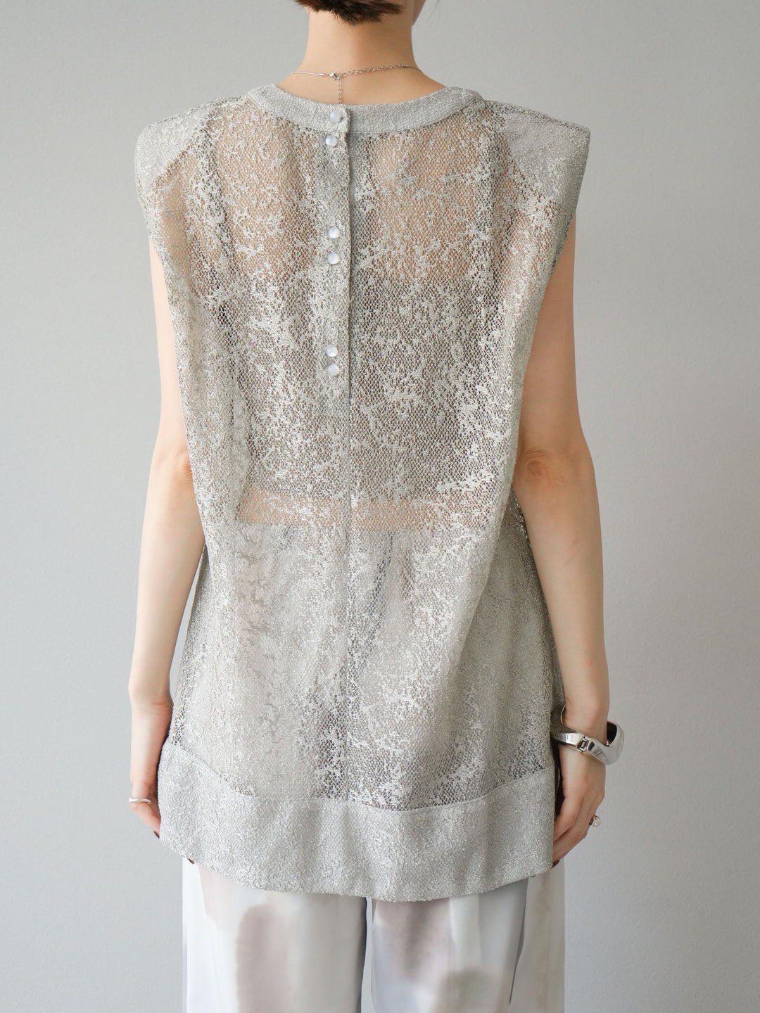 [予約]シャイニーレースプルオーバー/グレー