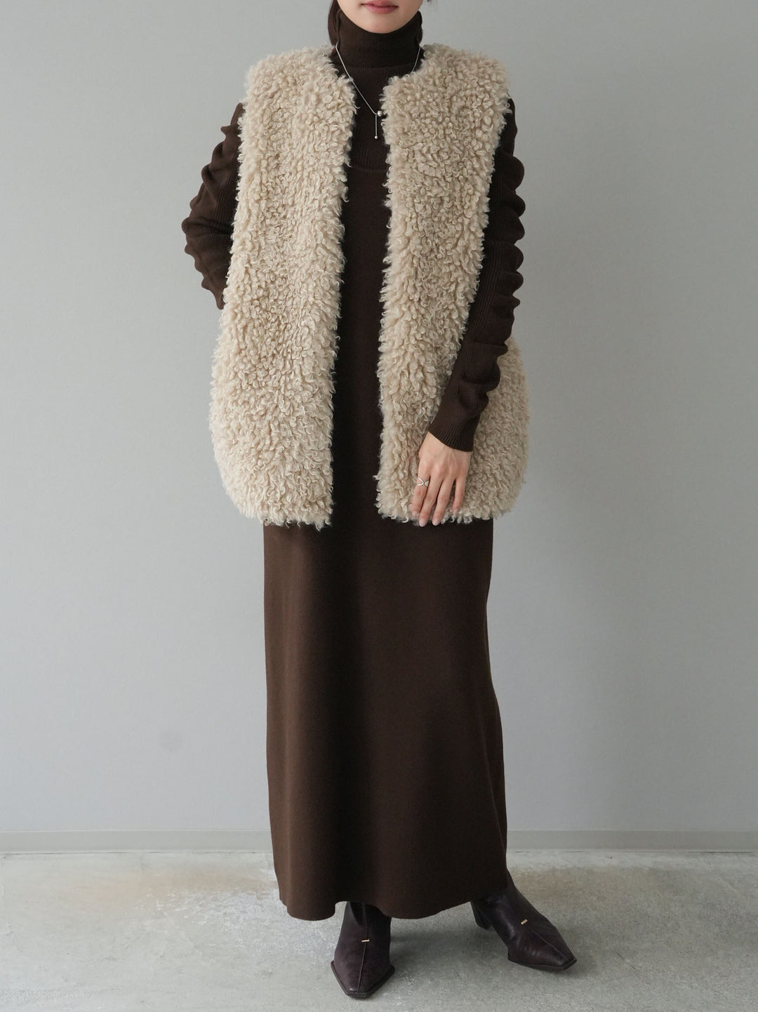 [SET] 設計袖高領針織＆無袖套裝 + 設計袖高領針織＆無袖套裝 (2set)