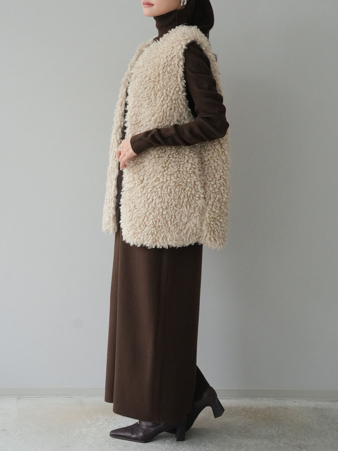 [SET] 設計袖高領針織＆無袖套裝 + 設計袖高領針織＆無袖套裝 (2set)