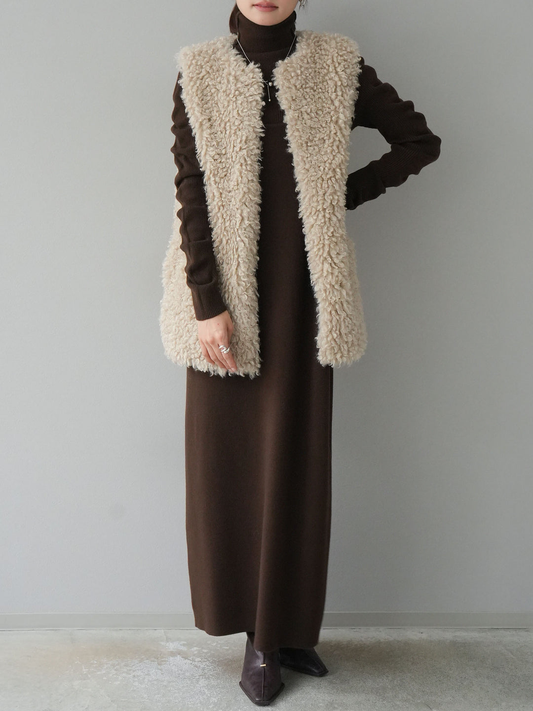 [SET] 設計袖高領針織＆無袖套裝 + 設計袖高領針織＆無袖套裝 (2set)