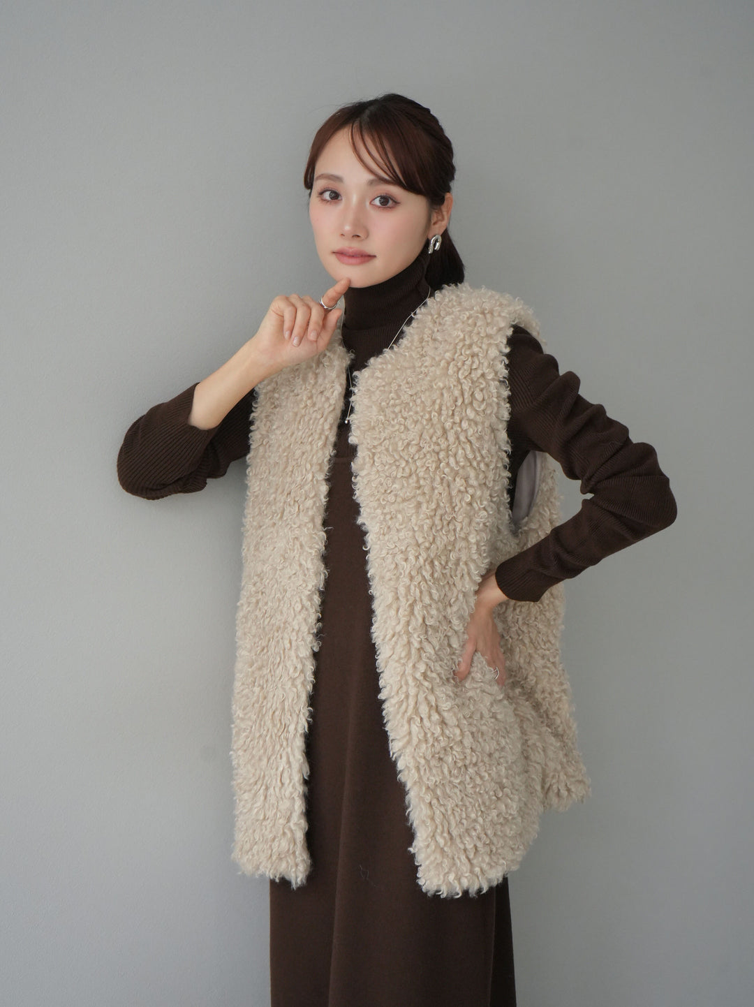 [SET] 設計袖高領針織＆無袖套裝 + 設計袖高領針織＆無袖套裝 (2set)