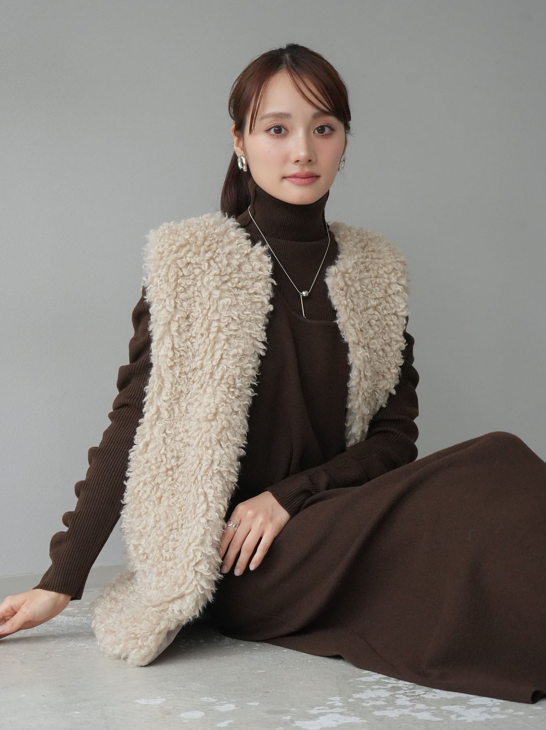 [SET] 設計袖高領針織＆無袖套裝 + 設計袖高領針織＆無袖套裝 (2set)