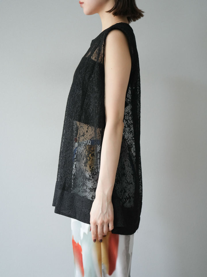 [予約]シャイニーレースプルオーバー/ブラック