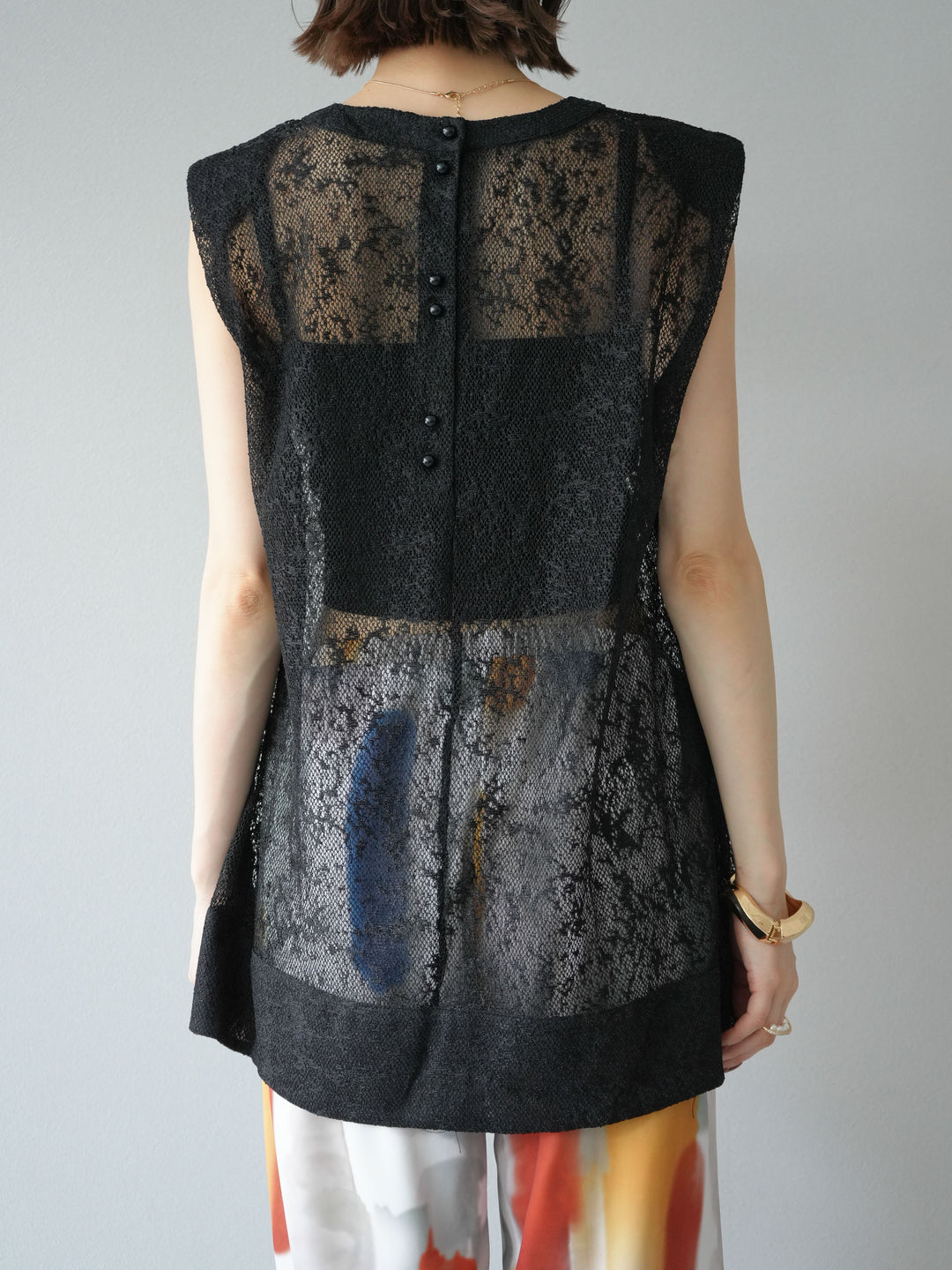 [予約]シャイニーレースプルオーバー/ブラック