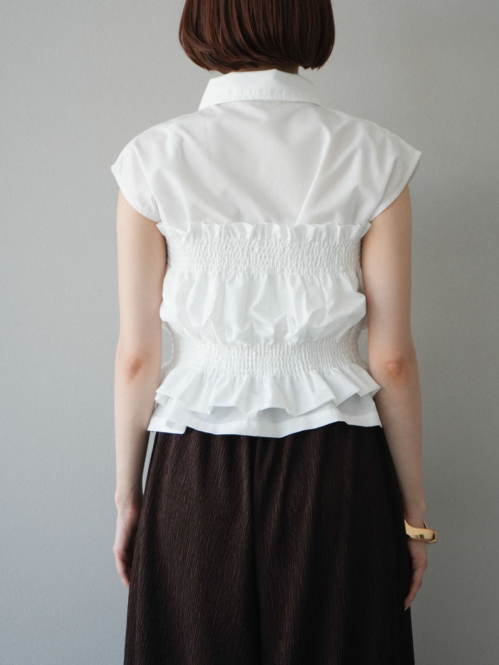 [予約]ブロードシャーリングビスチェ＆ノースリブラウスSET /オフ