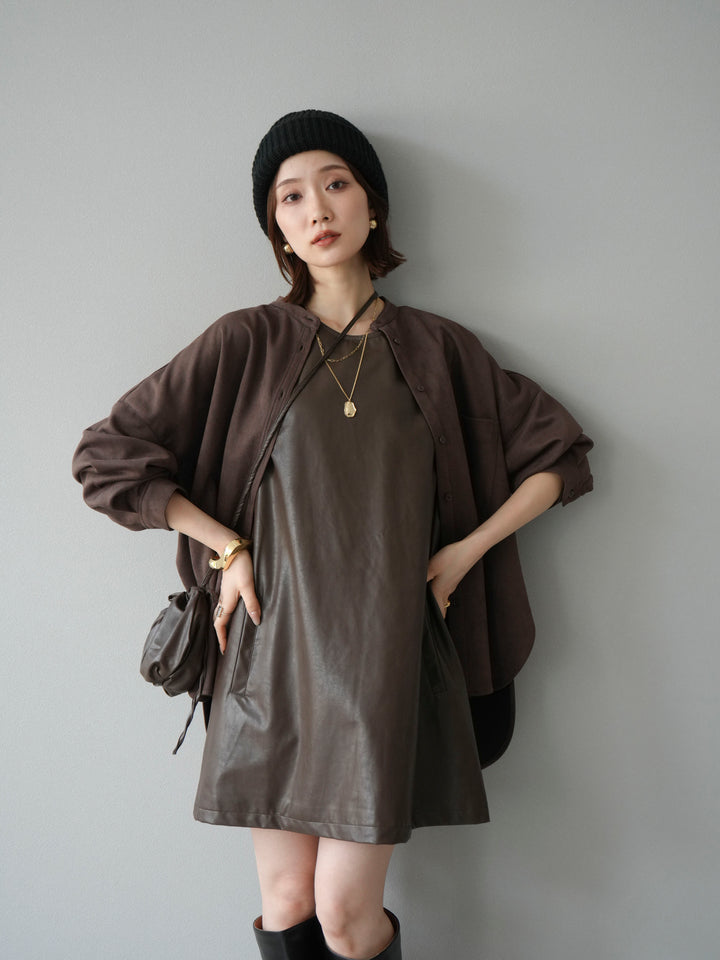 [套裝] 麂皮立領外套襯衫 + 可選飾品套裝（2 套）