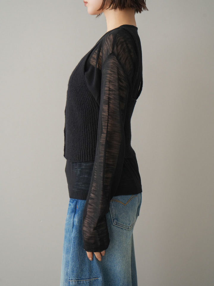 [予約]ビスチェアンサンブルシアーニット/black