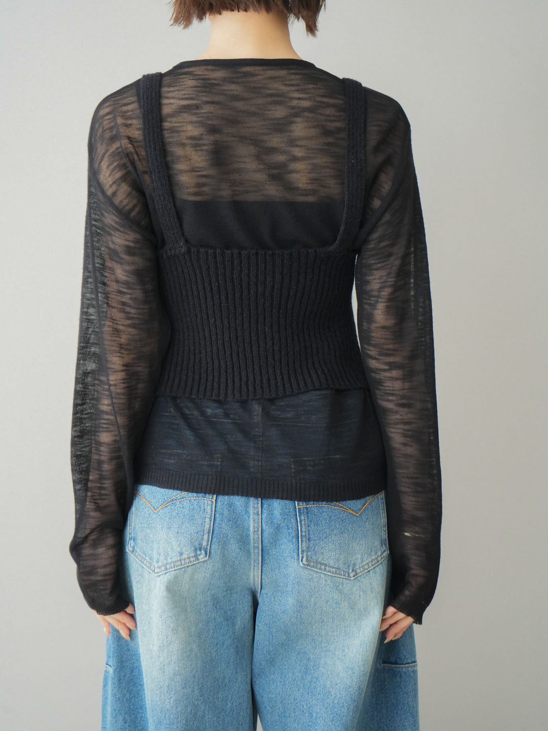 [予約]ビスチェアンサンブルシアーニット/black