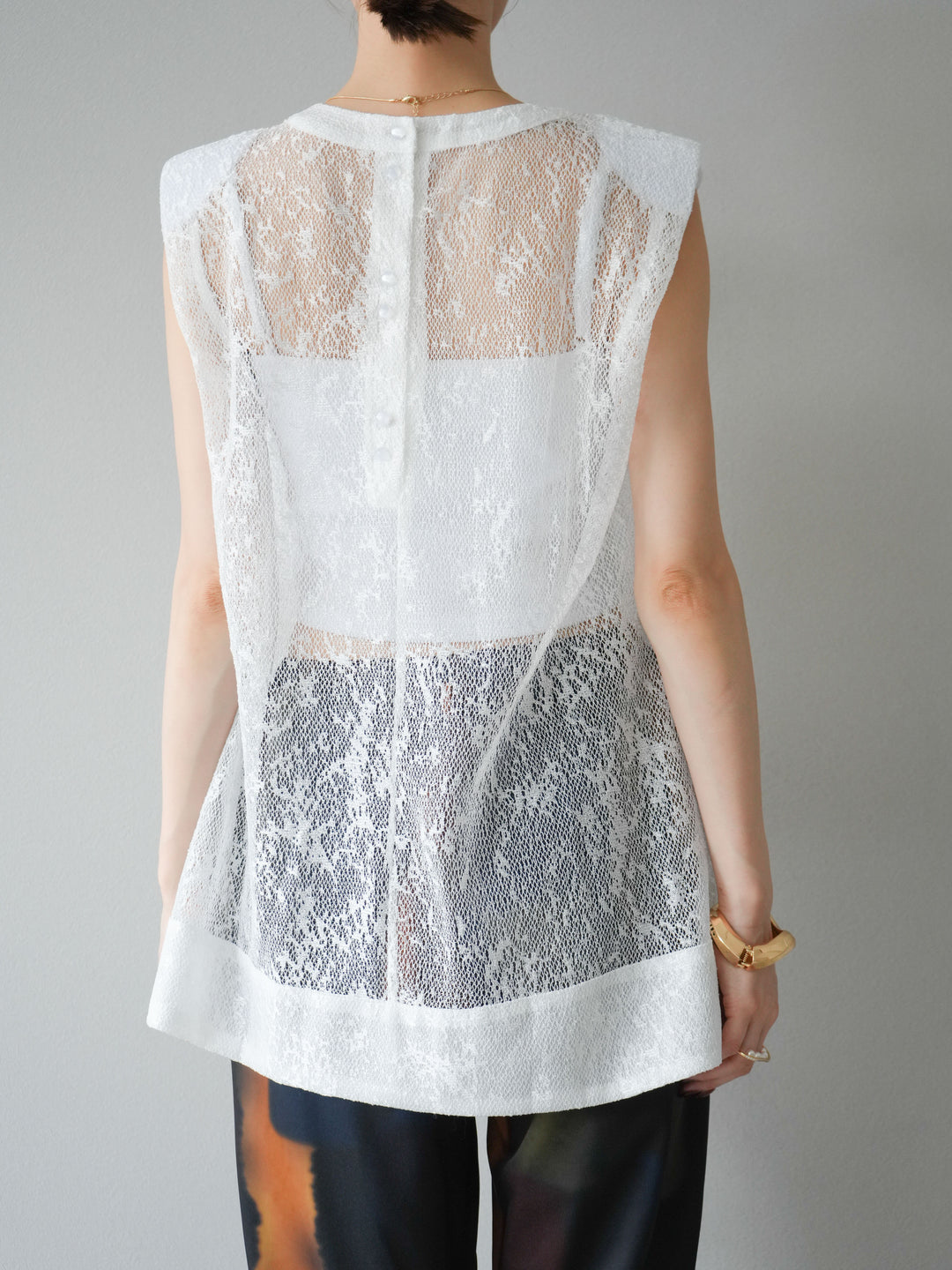 [予約]シャイニーレースプルオーバー/オフホワイト