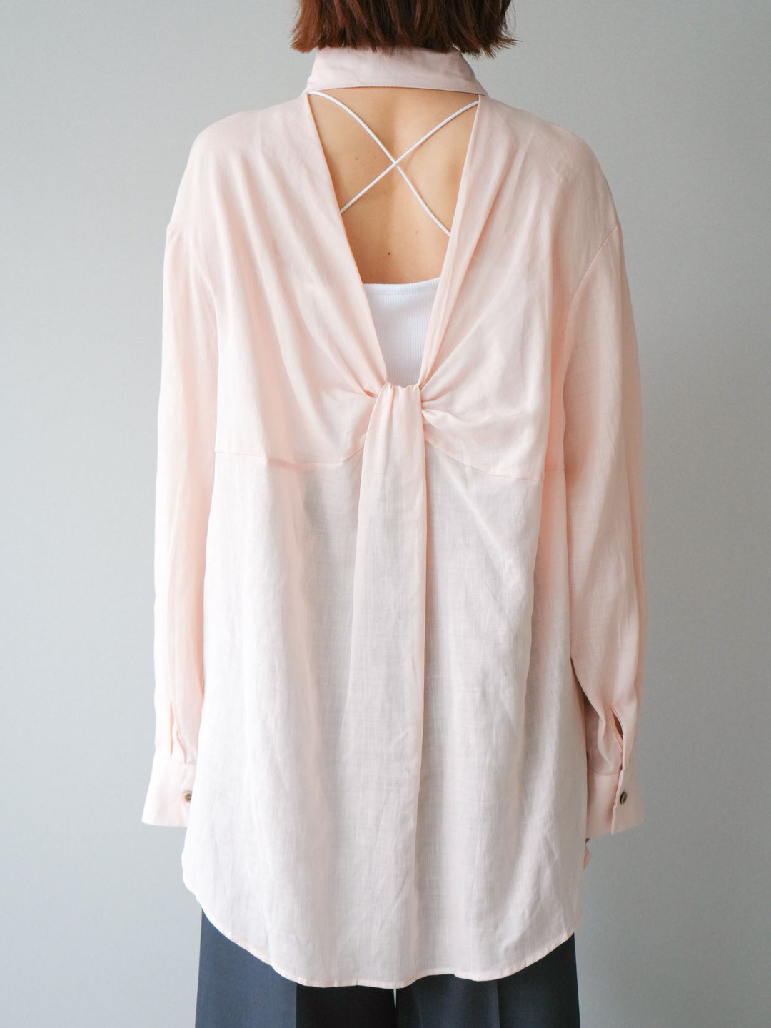 [予約]バックオープンツイストシャツ/pink