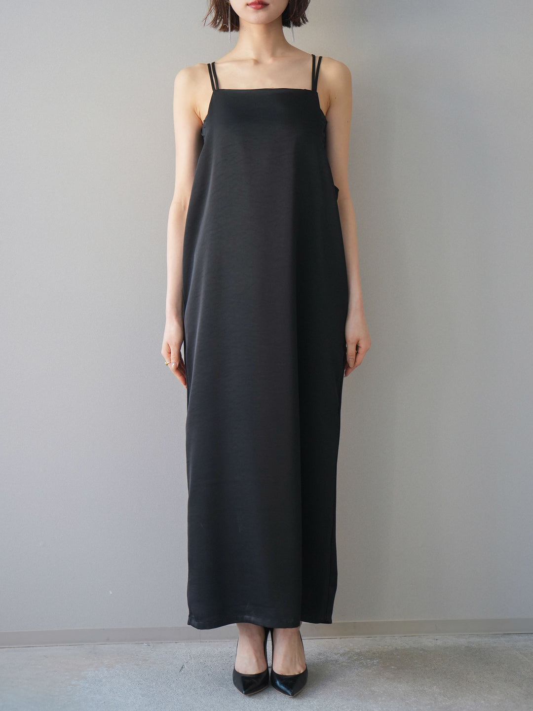 [予約]チュールフリルアンサンブルキャミソールドレス 3点SET/black