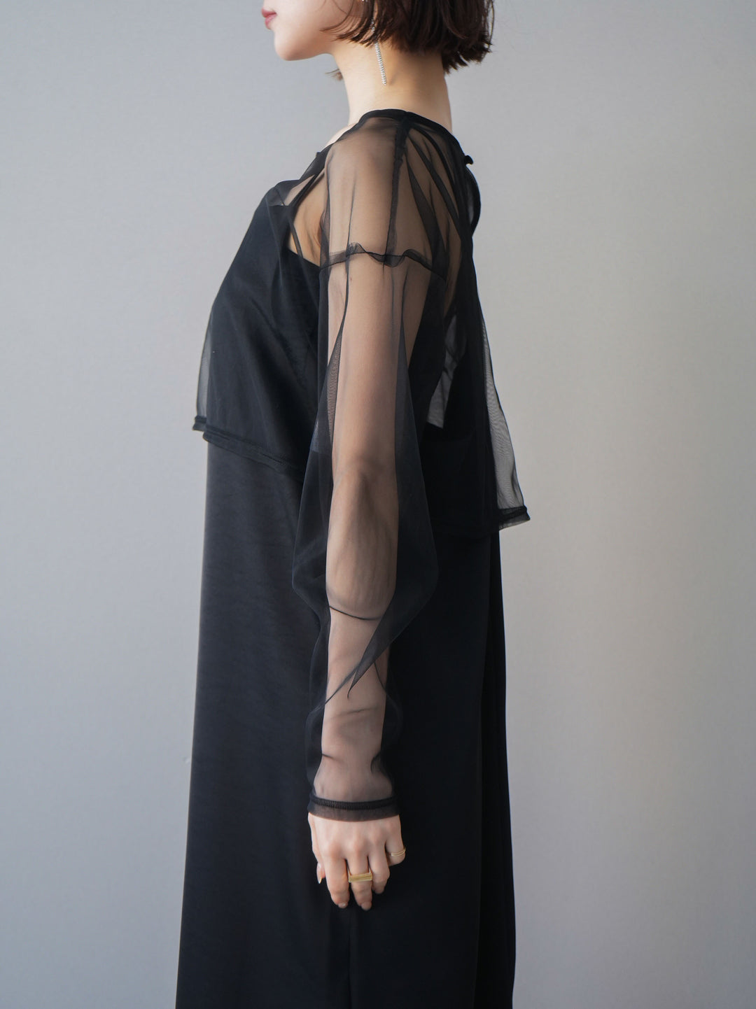 [予約]チュールフリルアンサンブルキャミソールドレス 3点SET/black