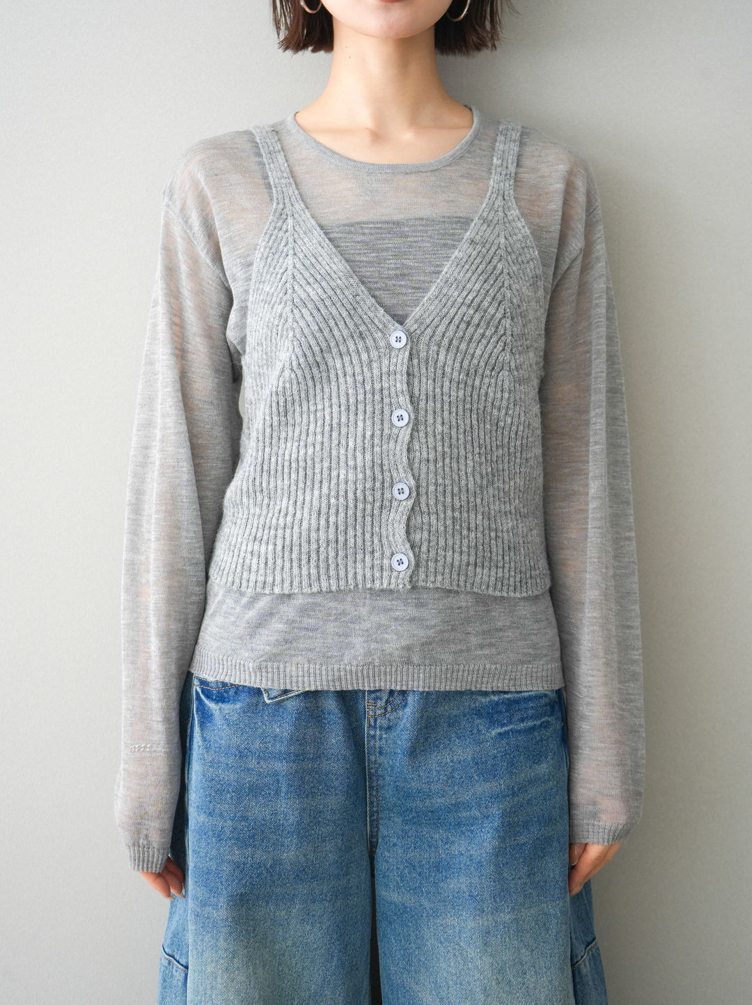 [予約]ビスチェアンサンブルシアーニット/gray