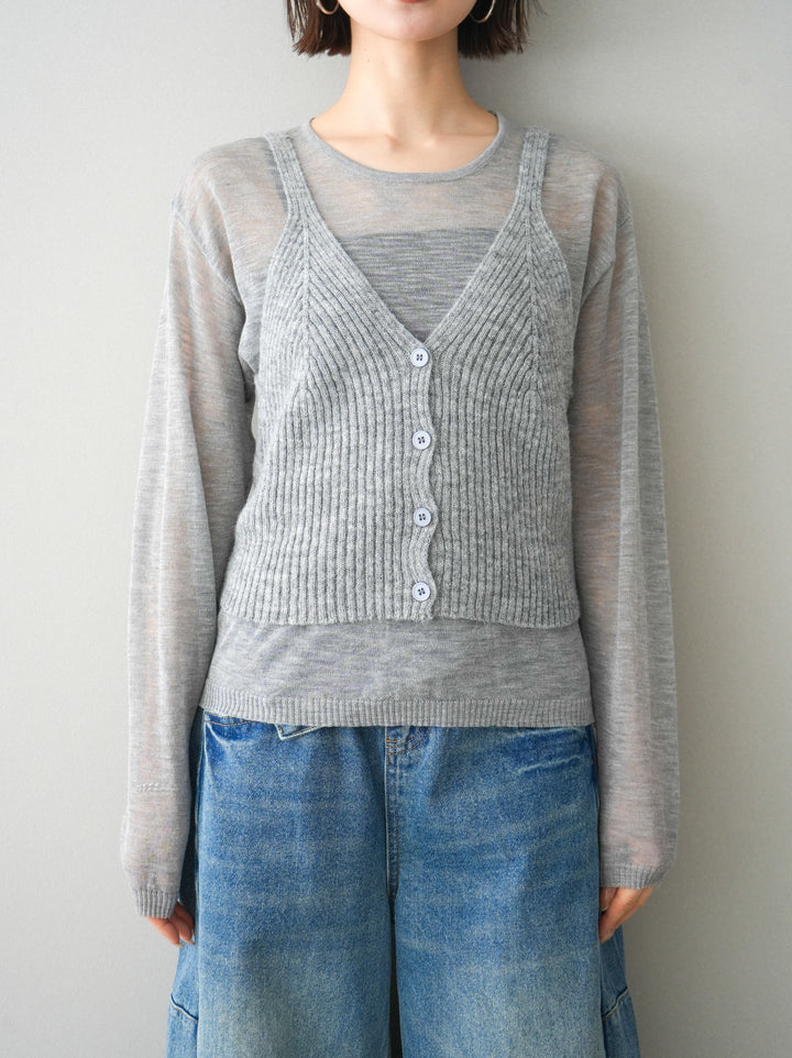 [予約]ビスチェアンサンブルシアーニット/gray